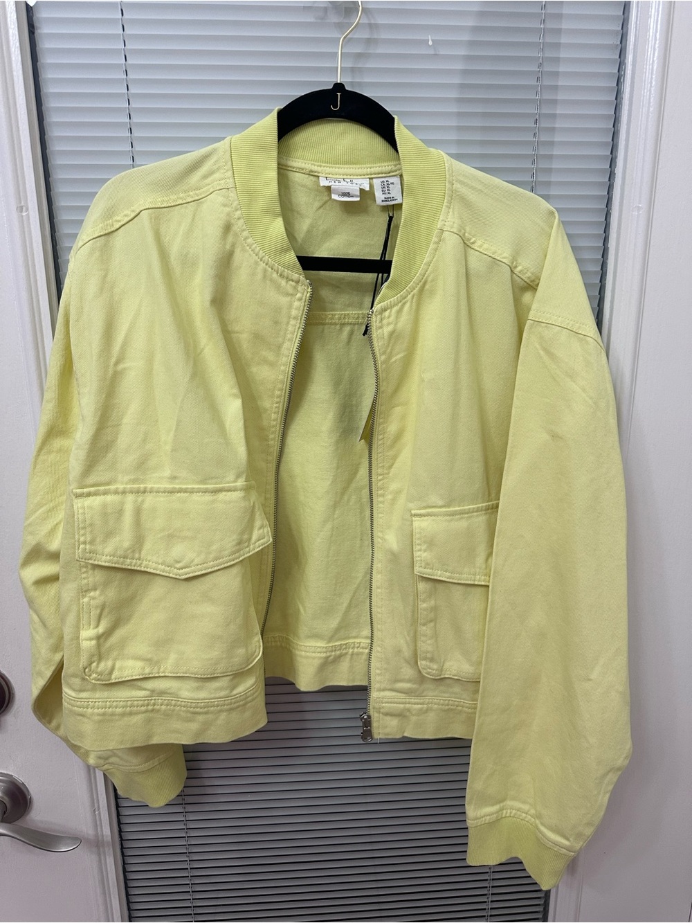 Cropped Lightweight Bomber Jacket - Lemon Yellow